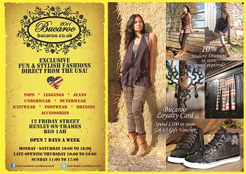 Leaflet produced by Henley Web Development for Bucaroo Fashions