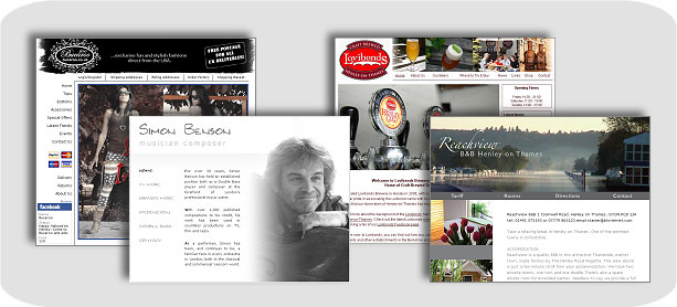 Collage of Websites. Bucaroo, Lovibonds, Simon Benson and Reachview Bed & Breakfast